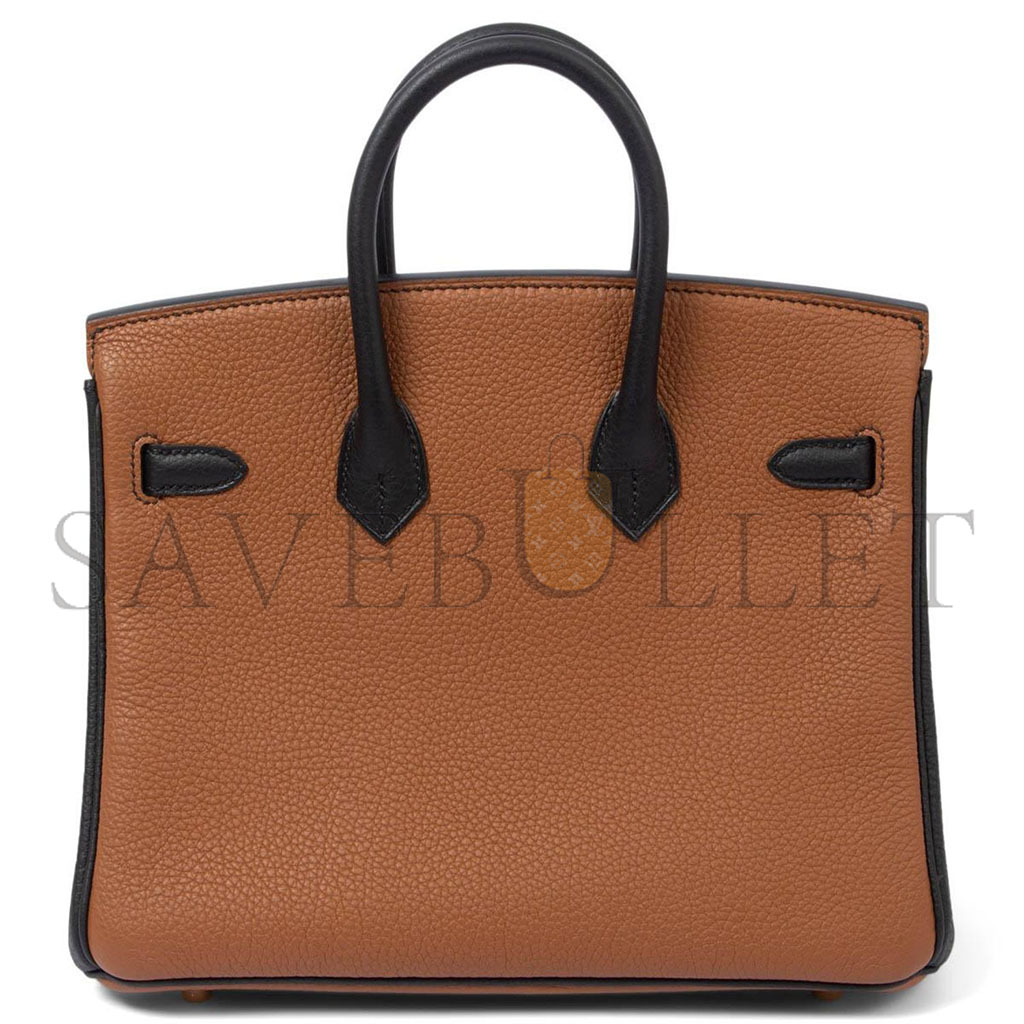 HERMES BIRKIN 25 EPSOM GOLDEN BROWN AND BLACK GOLD BUCKLE 1380217481102 (25*18*13cm)